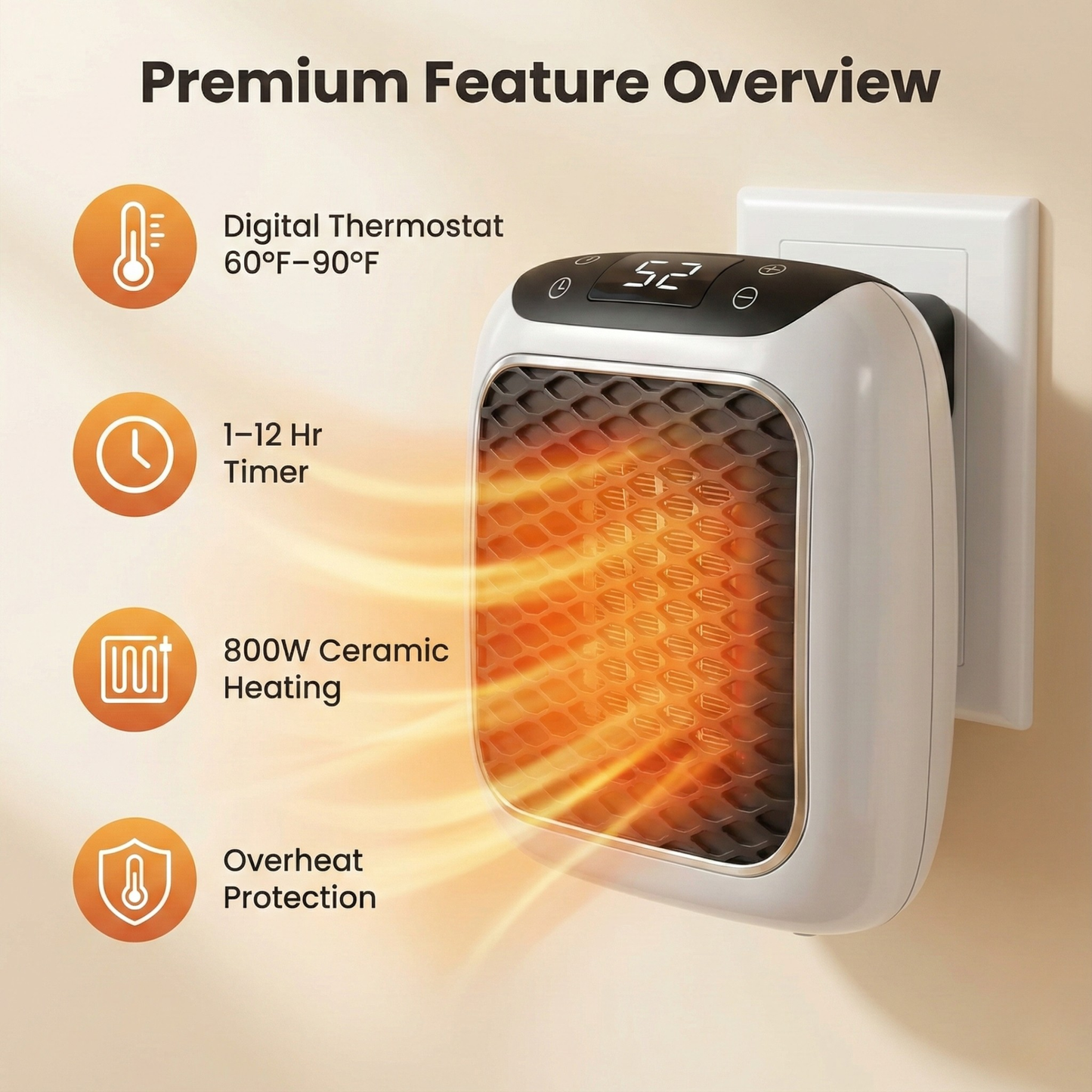 Portable Heater (800W) With Remote Control