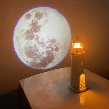 The Lunar Lighthouse: 3D Moon Projector & Motion Sensor Night Light (Rechargeable & Wireless)